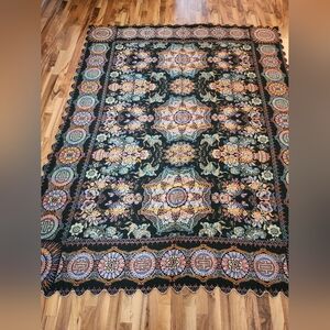 Vintage 95"x74" Italian Victorian Tapestry Bed Covering TableCloth Beautiful